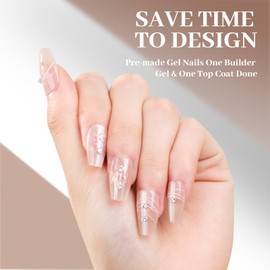 3 Packs Bling Coffin Press on Nails Cute Square Fake Nails with Vivid Color Fashion Glossy Gel Acrylic Reusable UV Finish Full Cover Stick on Nails for Women Girls Beige S/M/L 30 PCS