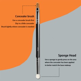 Ksvsonrvi Double-ended Concealer Brush, Under Eye Mini Dual End Makeup Brush with Sponge Synthetic Bristle