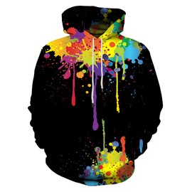 Neemanndy Paint Splatter Hoodie 3D Colorful Graphic Hoodies Unisex Paint Splatter Pullover Sweatshirts for Men Women, X-Large