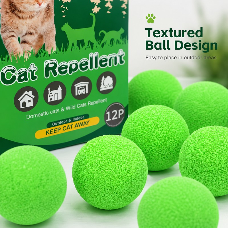 12-Pack Scent-Based Cat Deterrent Balls for Yard & Garden –