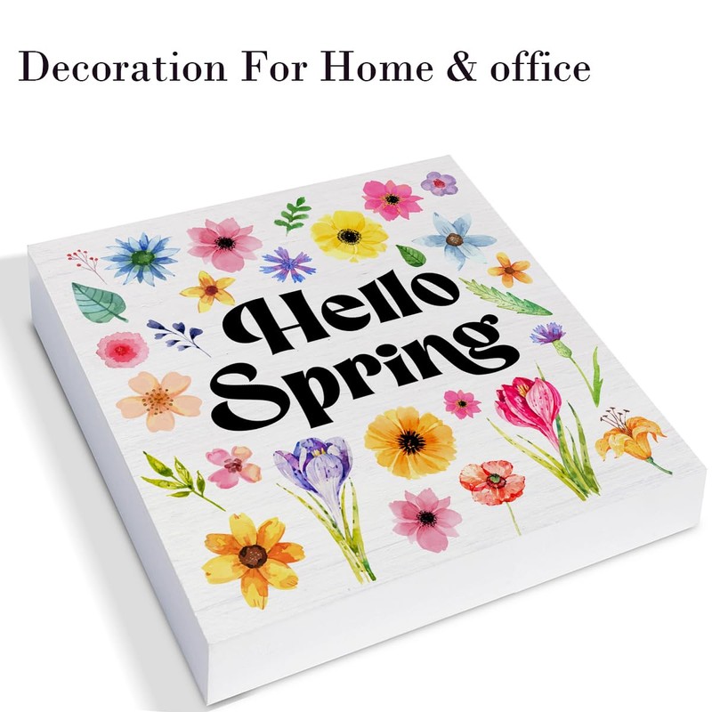 Spring Decor Farmhouse Hello Spring Floral Wood Sign Spring Decorations