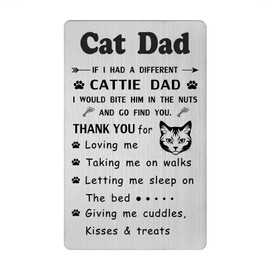 Jzxwan Cat Dad Gifts Card, Cat Dad Gifts for Men, Cat Lover Gifts, Cat Dad Birthday Gifts, Cattie Dad Present