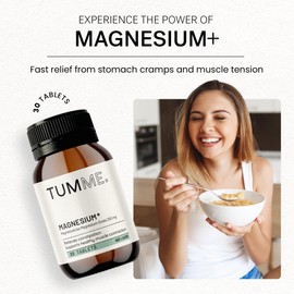 TUMME Magnesium+ 30 Count | Magnesium Oxide for Stomach Cramps & Constipation Relief | Supports Muscle Function, Energy & Electrolyte Balance | 350mg of Magnesium for IBS Relief