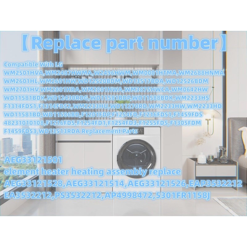 AEG33121501/AEG73309907 Washing Machine Heating Element Thermistor Assembly for LG AP4998472,PS3532212,AEG33121514,AEG33121526,AEG33121528,AH3532212,AE3532212,5301FR1158J,Replacement