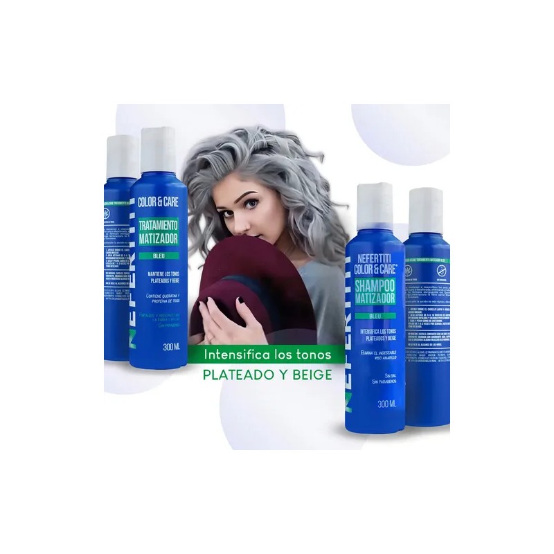 Shampoo Matizador Y Tratamiento Para Platinar Canas Y Mechas
