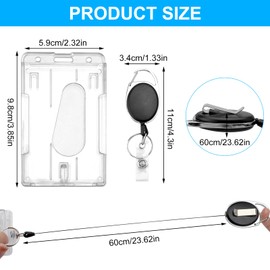 Pack of 2 ID Card Holder with Clip, Hard Plastic Bus Ticket Case, Student ID Card Holder, Card Holder, ID Card Holder, Hard Plastic Service ID Case, Vertical Badge Holder for Office School Supplies