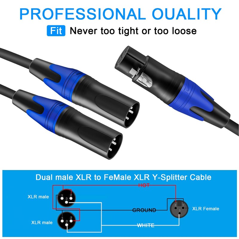 Seefeful XLR Splitter Cable, 1 XLR Female to 2 Male