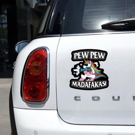 2 pcs Pew Pew Madafakas Funny Car Bumper Sticker,6 Inch Vinyl Decal, Waterproof,Die-Cut for Cars,Windows,Laptops - Colorful