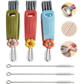 Kit de 6 Cepillo para Botellas,Cepillo de limpieza para vajillas de 3 en 1