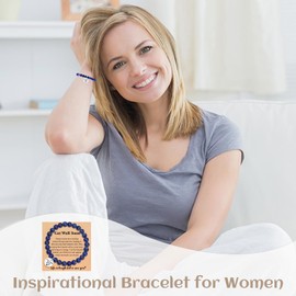 Your Always Charm Get Well Soon Gifts Natural Stone Amethyst Healing Bracelet Inspirational Bracelet for Women (Blue)