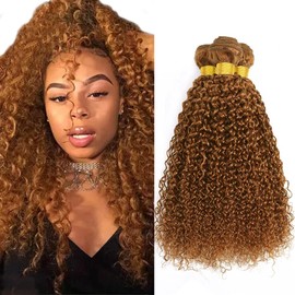 Brown Kinky Curly Hair Bundles Light Brown Human Hair Bundles 22 24 26 Inch Color 30 Bundles Brown Bundles Hair Weave Brazilian Unprocessed Curly Wave Bundles Remy Hair Extensions