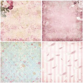 24pcs Patterned Paper Background Paper Romantic Flowers Vintage for Album Scrapbook Cards 6"x 6" inch
