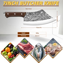 Aleevii 32cm Ausbeinmesser - Hochcarbonstahl Klinge mit 90° extrem scharfer Messer, Ergonomischem Griff, ideal für Fisch, Fleisch Entbeinen, metzgermesser mit Leder-Messerscheide, für Küche und BBQ.