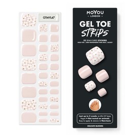 MOYOU LONDON Semi Cured Gel Nail Strips, 32 Pcs. Gel Wraps, Easy Apply & Remove for Salon-Quality Pedicure, Works with Any Nail Lamps - Delicate Blooms