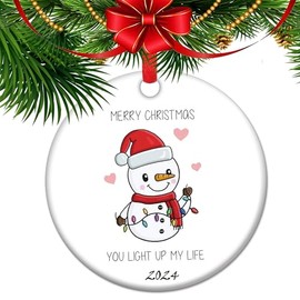 You Light up My Life - Snowman Christmas Ornament, Idea, Heirloom Keepsake, Let is Snow Ceramic idea 2024
