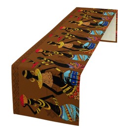ShiTingYu African Native Indigenous Table Runner, Black People Different Poses Culture Heritage Festival for Dining Room Table Party Home Kitchen and Hotel Decorations Ruby 13x120 Inch