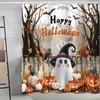 Aqrbeci Halloween Ghost Shower Curtain, Spooky Pumpkin Skull Bathroom Curtains