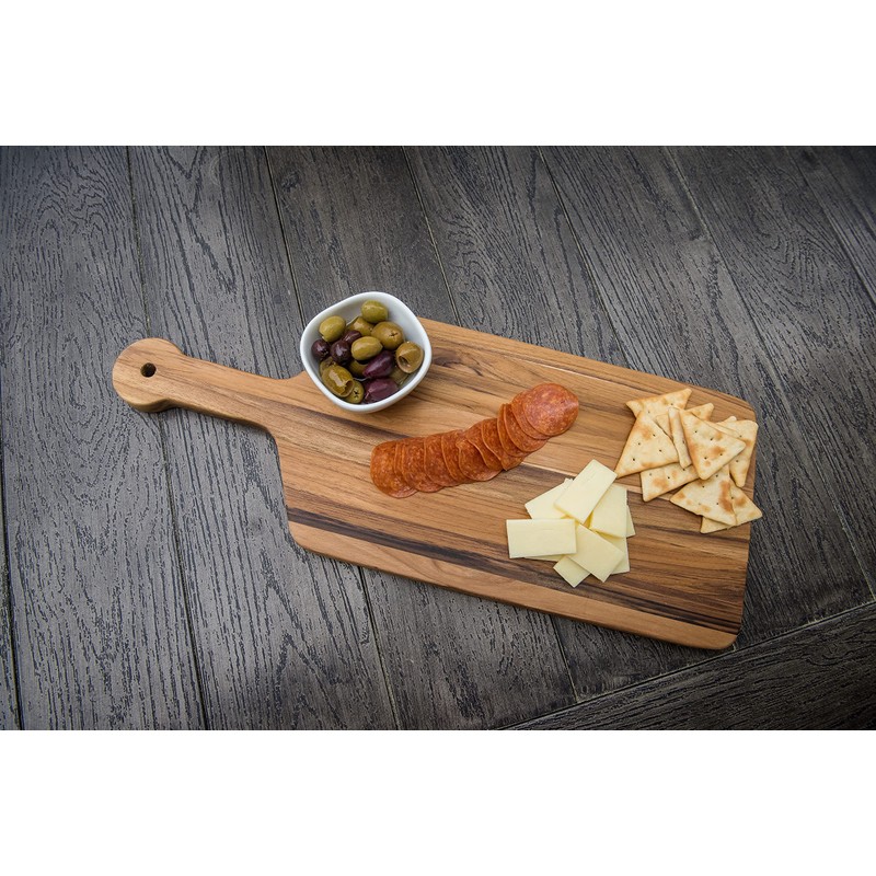 Lipper International Teak Wood Edge Grain Kitchen Paddle Board for
