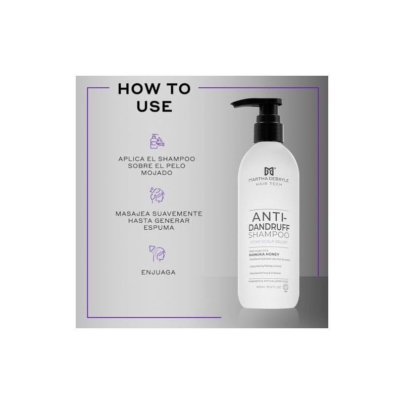 Martha Debayle Shampoo Anti-Caspa. Con Piritionato de Zinc, Miel de