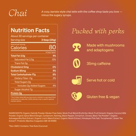 Clevr Blends Chai Tea Latte, Instant Tea, Superfood Powder Blend with Oat Milk, Lions Mane, Reishi Mushroom, Black Tea, Organic Spices, Coconut Cream, Ashwagandha, Oprah’s Favorite Things 2022, 30 Servings