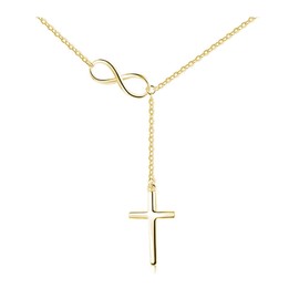 XULAVA Gold Infinity Cross Necklace for Women,Non-Tarnish Christian Jewelry Dainty 14k Gold Plated Pendant Inspirational Religious Gifts for Her Trendy Fashion Accessory