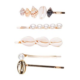 Beachy Cowrie Shell Seashell Embellished Hair Pin Set, Multi