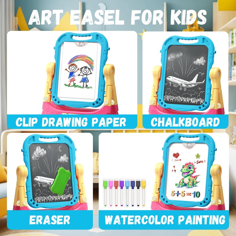 Juivin Art Easel for Kids Double Sided Magnetic Drawing Board