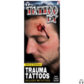 Epic Armoury MW-130046 Shot and Stabbed Temporary Tattoo Transfer, rot, 7,6 x 7,6 cm