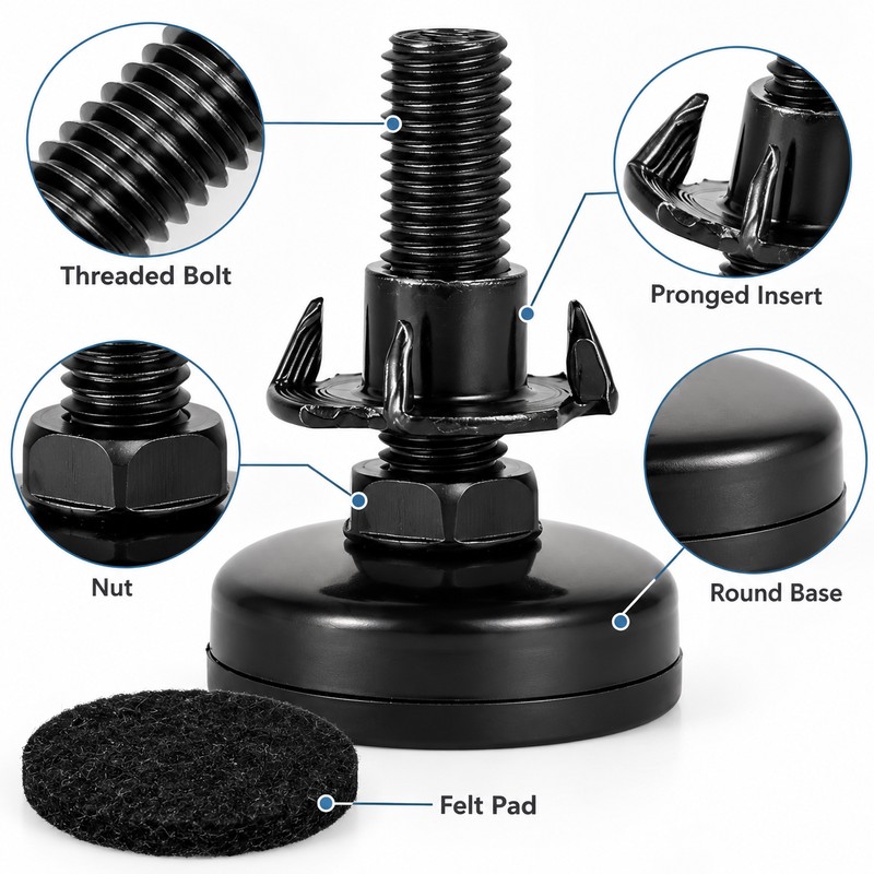 Adjustable Furniture Leveling Feet for Tables, Chairs & Sofas –