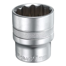 sourcing map 1/2" Drive by 27mm 12-Point Shallow Socket 42mm Length Metric Spline Socket