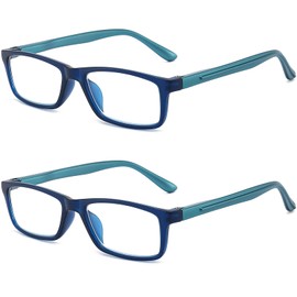 RaoOG Reading Glasses Men Women Blue Light Blocking - 2 Pack Ladies Blue Screen Readers Lightweight Eyeglasses Choose Your Magnification +2.5