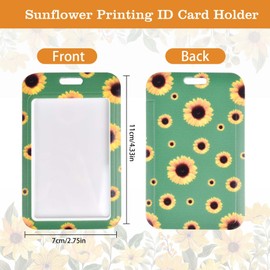 DUMING-IN ID Badge Holder with Detachable Neck Lanyard Strap, Sunflower Lanyard Hidden Disability with Card Holder, Sunflower Badge Holder for Nurse Doctor Teacher Student