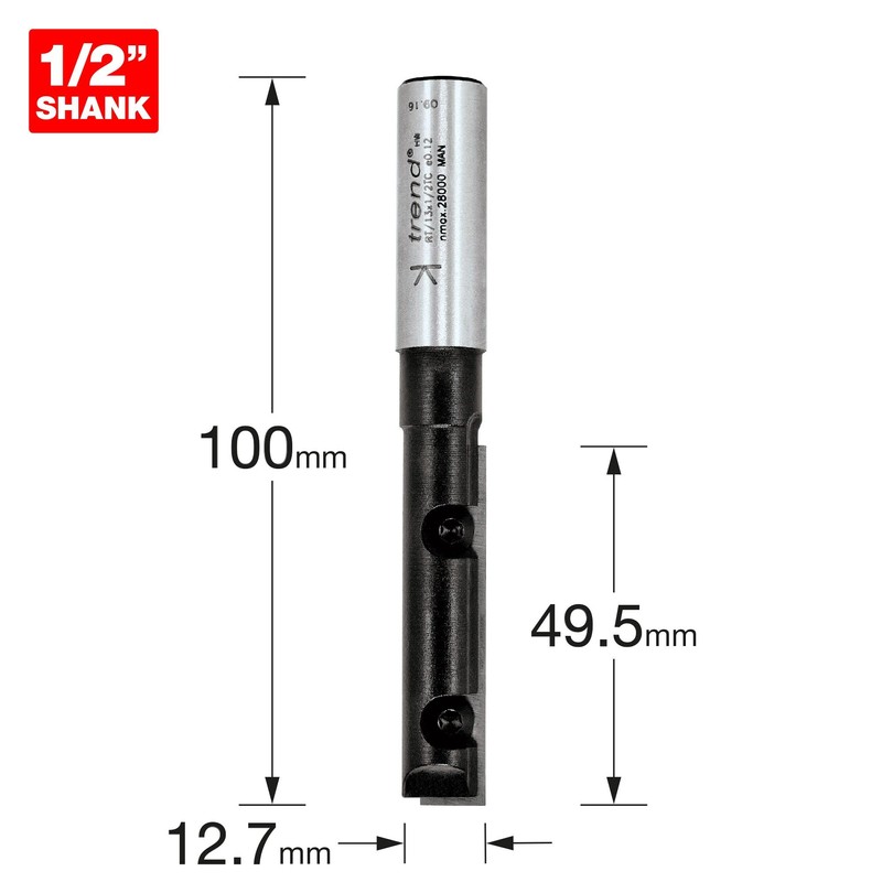 Trend Professional Rota-Tip Single Blade Straight Router Cutter, 1/2 Inch