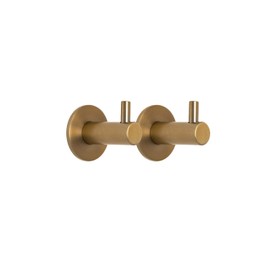 Kon-fort Home Towel Hooks Golden Bathroom Set of 2 Stainless Steel AISI 304 Matte Brass Colour for Drilling