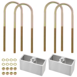 Racewill 3-1/2 inch Universal Leaf Spring Lowering Block Kits, 5" Length x 2-1/3 Width Blocks, with 4 Pack Heavy Duty Galvanized U-Bolts