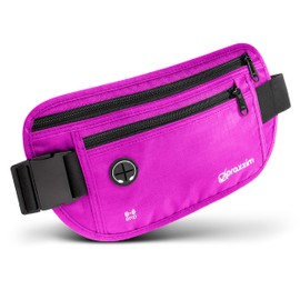 praxxim The Bum Bag for Travel, Theft-Proof with RFID Protection, Extra Flat Bum Bag Can Be Worn Under Clothes, Waist Bag, Travel Bum Bag, Money Belt for Men and Women, Pink, Flat fanny pack for men