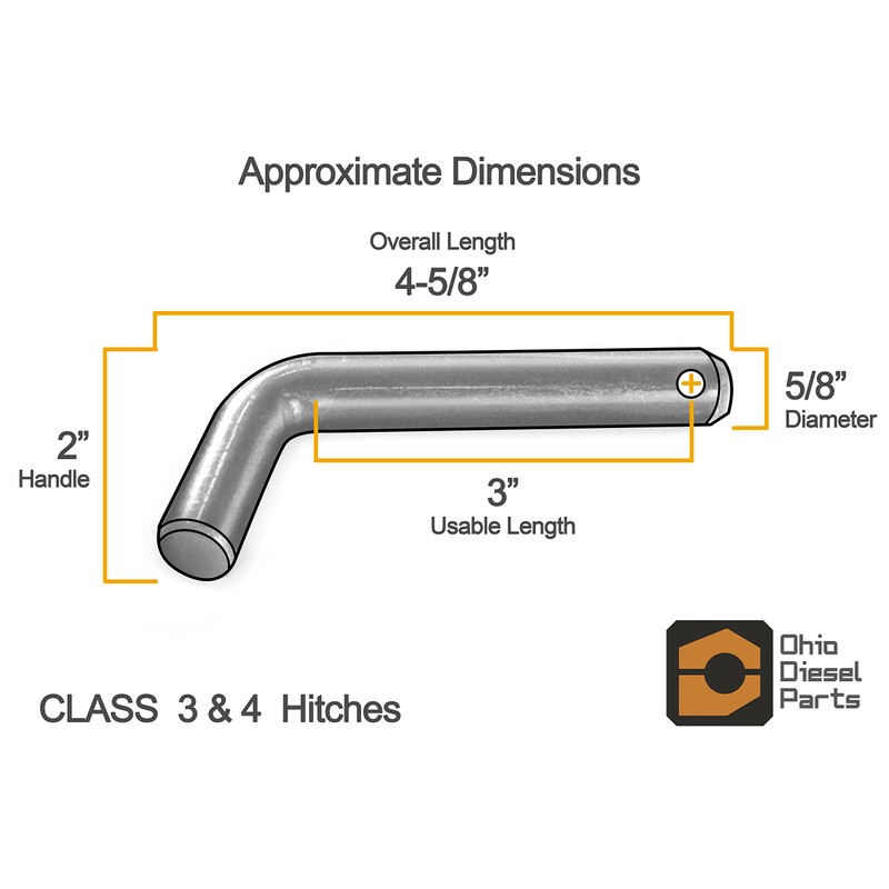 Ohio Diesel Parts 3” Inch Bent Trailer Hitch Pin x