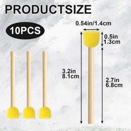 BEIQIYA 10pcs Round Sponges Brush Set, Wooden Handle Sponges Paintbrushes, Sponge Painting Staining Tool for Wallpaper Windows Clay Models DIY Arts Crafts Projects-Yellow