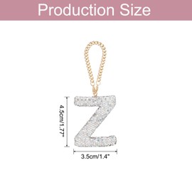 MECCANIXITY Bling Car Letter Charm, Initial Z Letter Interior Car Rear View Mirror Decoration Hanging Crystal Ornaments for Women Bags Water Cup DIY Craft, White