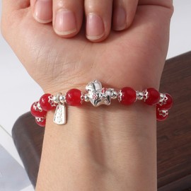 MMIUAEG Chinese Zodiac Horse Beaded Bracelet Year of the Horse Bracelet Lucky Charm Crystal with Fu Coin Feng Shui Wristlets for Women Men Chinese New Year Jewelry Decors-H2