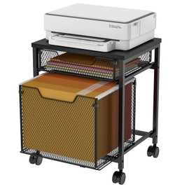 Tiaoheka Rolling File Cabinet with Storage Drawers, Mobile Filing Cabinet on Lockable Wheels, Hanging File Organizer Beside Under Desk for Office, Home, Black