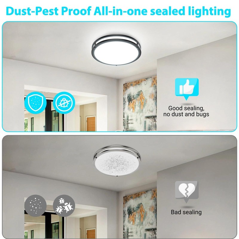 libtit 13 Inch Flush Mount Ceiling Lights, Dimmable 3000K-6500K Adjustable