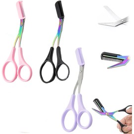 Tijeras para Cejas, Mtxorvix 3 Piezas Tijeras para Cejas para mujer, Tijeras de Corte con Peine, Recorte de Cejas de Precisión, Tijeras de Cejas para Mujeres Fáciles de Usar (Multicolor)