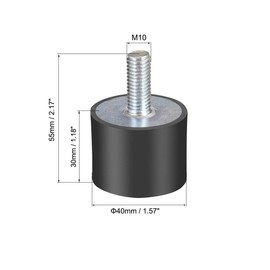 uxcell M10 Thread Rubber Mounts,Vibration Isolators,Cylindrical Shock Absorber with Studs 40 x 30mm