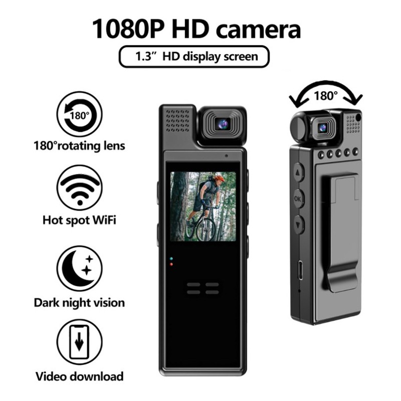 Body Cam 1080P HD 180 Degree Rotation WIFI Hotspot Motion