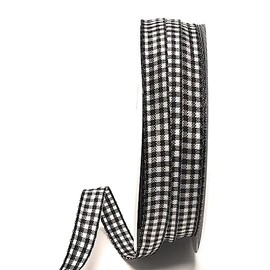 s.dekoda Ribbon 50 m x 10 mm Black / White Check Ribbon Gingham Woven Decorative Ribbon Checked