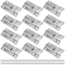 KEILEOHO 12 PCS 3 Inch Stainless Steel Slide Lock, Sliding Lock Barrel Bolt, Bathroom Stall Lock with Screws, Door Bolt Lock Slide for Hotel, Home, Room Doors