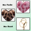 Y2k Heart Charm Leopard Keychains for Women Girls Fluffy Animal