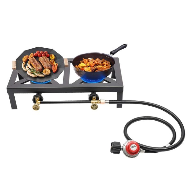 8000W Portable Double Burner, Outdoor Gas Stove Propane Cooker with