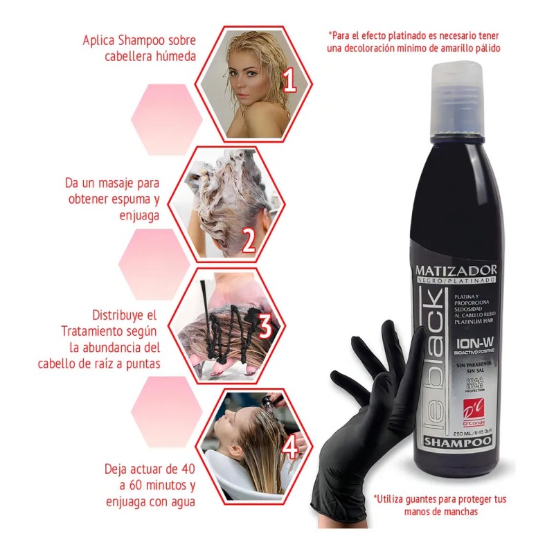 Shampoo Matizador Le Black Negro - Cabello Gris Plata +